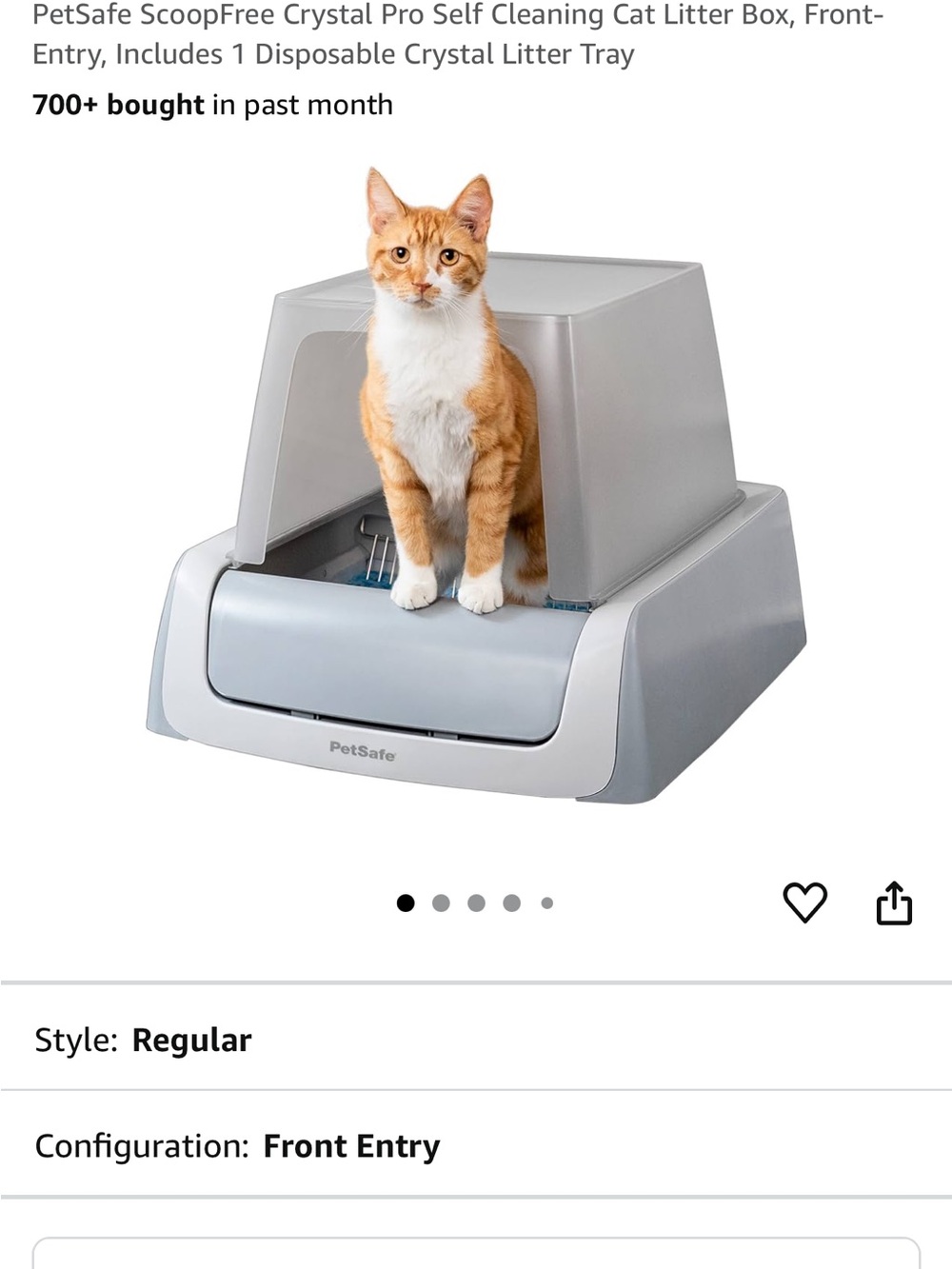 PetSafe Covered Self-Cleaning Cat Litter Box in Light Gray and White